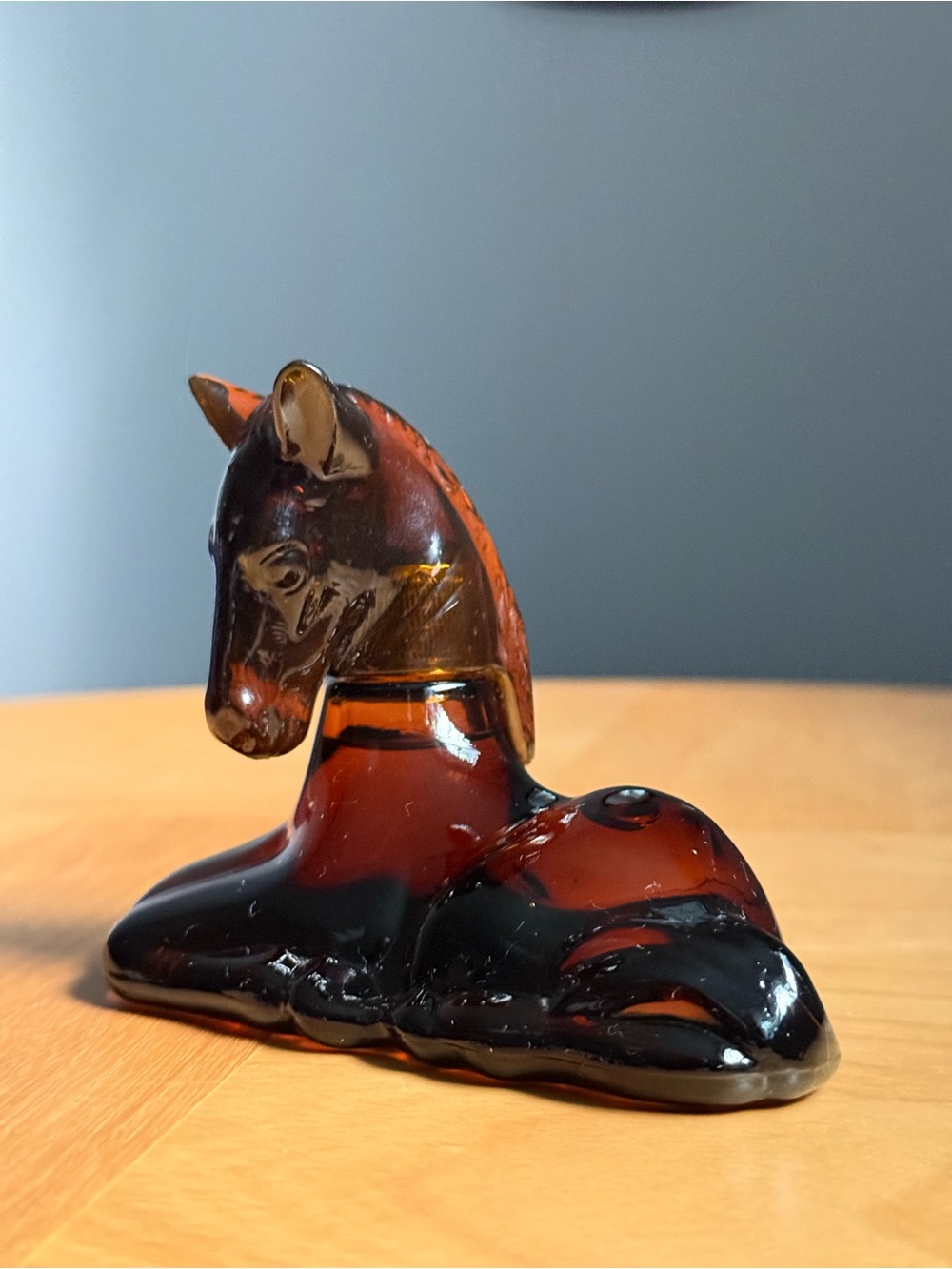 Vintage Amber Glass Horse Gentle Foal Sun Blossoms Full Cologne Bottle by AVON